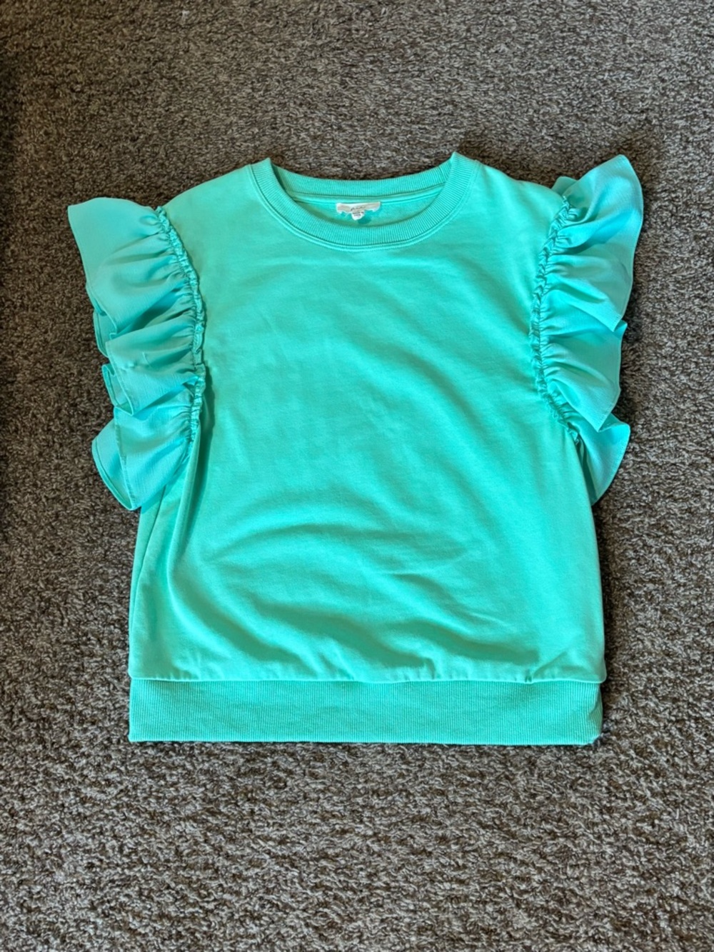 Women’s Ruffle Sleeve Top - Aqua/Seafoam. Upgraded sweatshirt top! So cute!!